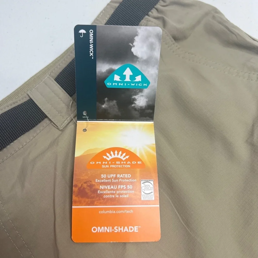Columbia Kestrel Trail Cargo Shorts Mens 42 Tan Khaki Omni-Shade Belt Hiking NEW